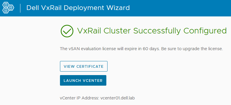 Second VxRail cluster deployment successful